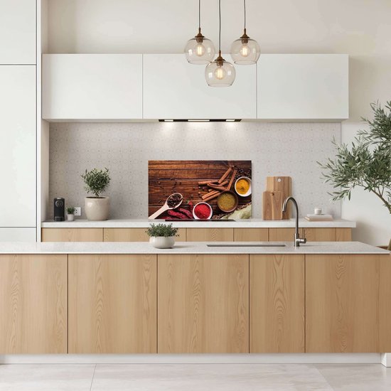 KitchenArt - Warm Spice Harmony Spatscherm - 70x50 cm - Spatscherm Achterwand Keuken - Spatwand Keuken
