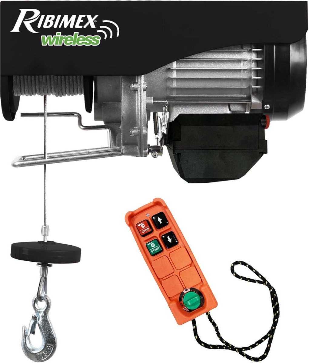 Elektrische takel met afstandsbediening - 400/800 kg, katrol, gevlochten staalkabel, eenfasige motor