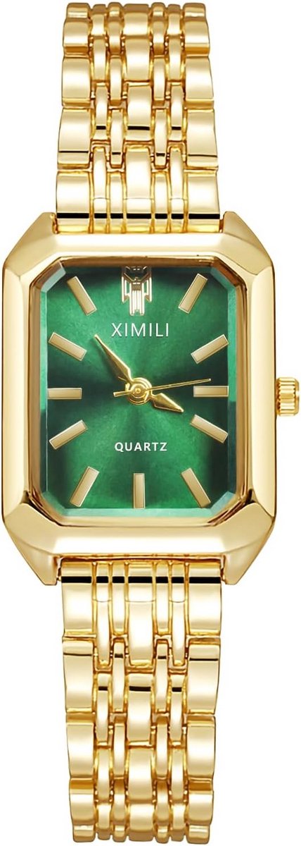 Rechthoekig dameshorloge met roestvrijstalen armband - Vintage klassiek casual quartz horloge