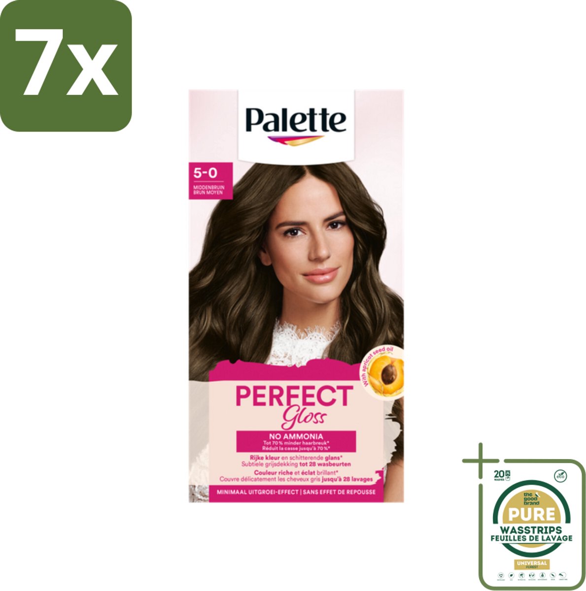 7 x Palette - Haarverf - Perfect Gloss 5 Medium Brown - Grootverpakking - Koffie - Koffiezetapparaat - Koffiezetapparaat