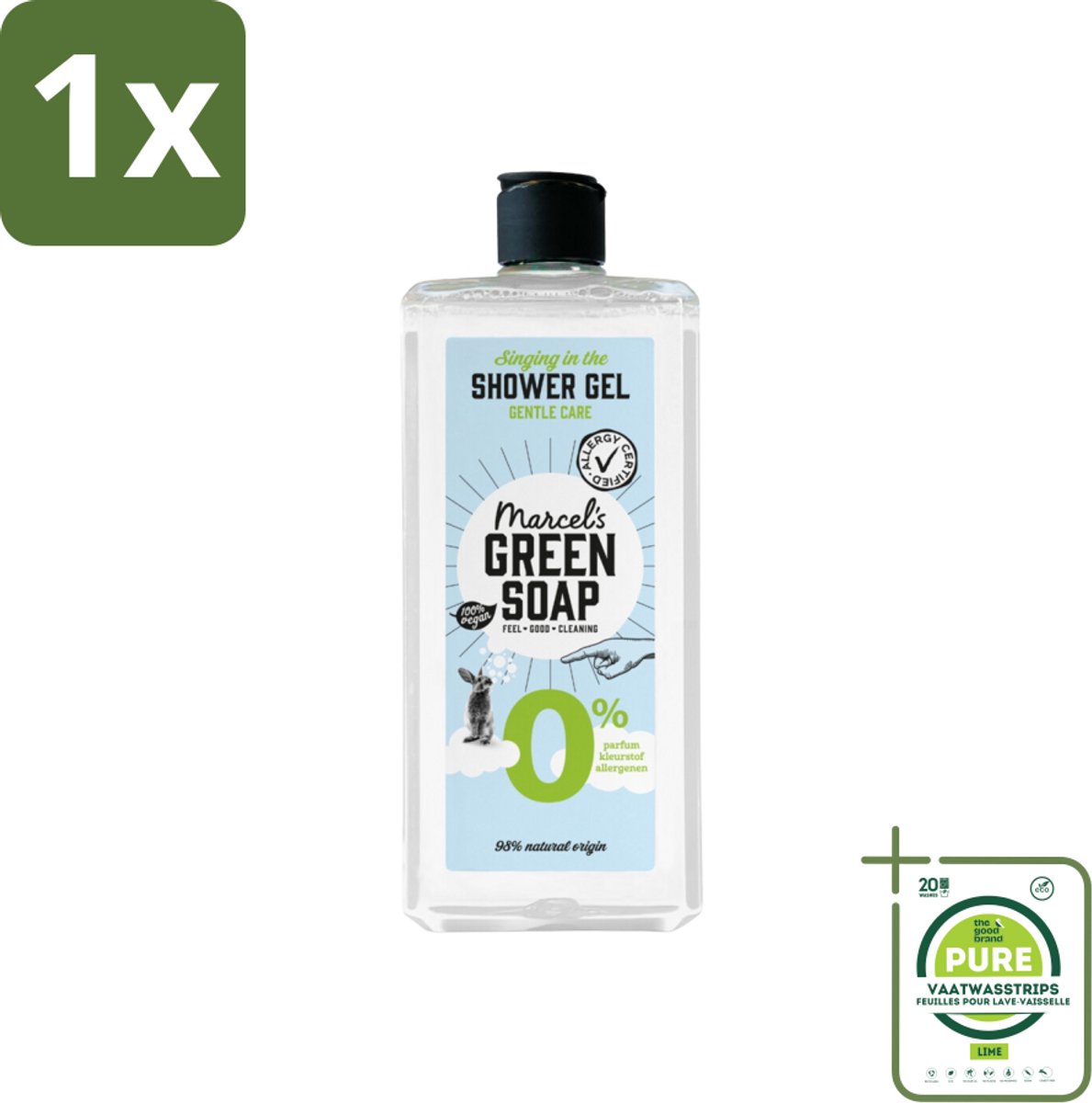1 x Marcel’s Green Soap – Douchegel – 0% Parfum en Kleurstof – 300 ml - Douchegel - Huidverzorging - Hypoallergenisch - Gevoelige Huid - Natuurlijke Douchegel