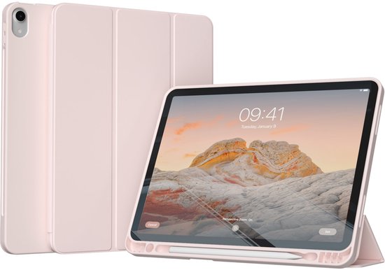 Housse de tablette Accezz adaptée à l'iPad 10 (2022) 10,9 pouces 10e génération - Bookcase Smart en silicone Accezz - Rose / Rose