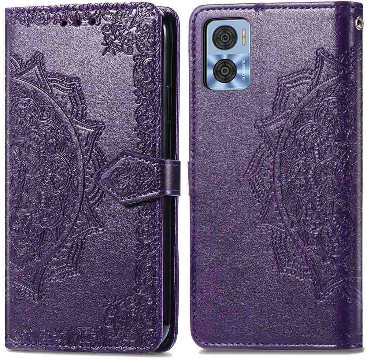 imoshion Hoesje - Geschikt voor Motorola Moto E22 - Mandala Bookcase - Paars