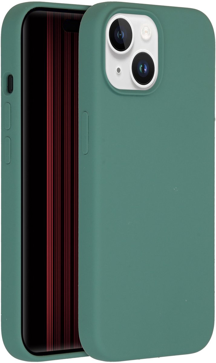 Accezz Hoesje Geschikt voor iPhone 15 Hoesje Siliconen - Accezz Liquid Silicone Backcover Geschikt voor MagSafe - Donkergroen