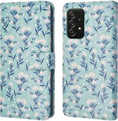imoshion Hoesje - Geschikt voor Samsung Galaxy A52 (4G) / A52s / A52 (5G) - Design Bookcase smartphone - Blue Flowers