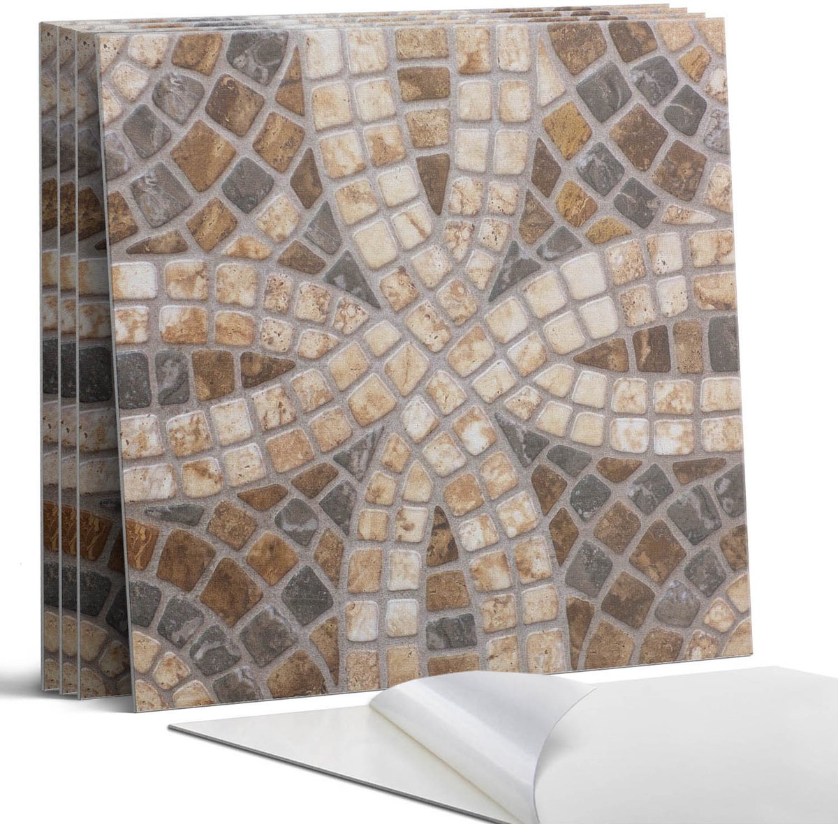 Coloray Wandpanelen Zelfklevend - Mozaïekpatroon in het weefsel Zelfklevende Wandpanelen - 50 cm x 50 cm - Bruin Wandpaneel PVC - 5 stuks - Texturen Wandpanelen Zelfklevend - Wandpanelen Keuken - Wandpaneel Badkamer