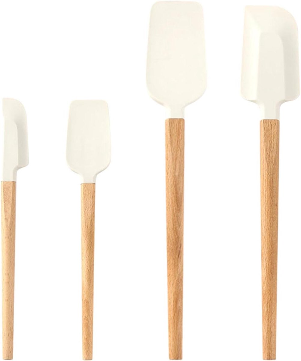 Allecta - Siliconen spatel set met houten handvat voor koken, bakken en mengen