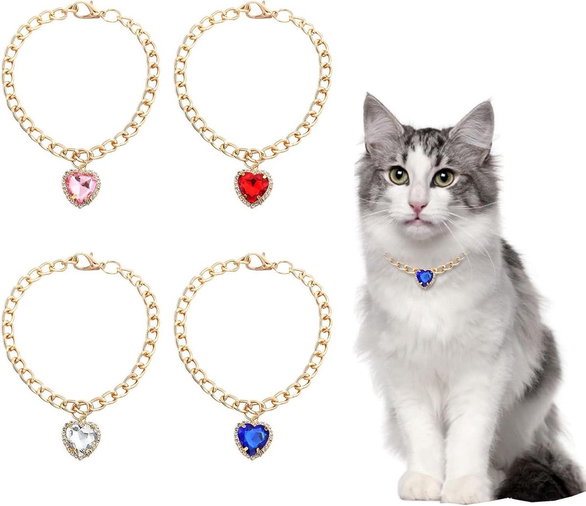 Allecta - Verstelbare Ketting Halsband met Steentjes Hanger voor Katten en Honden