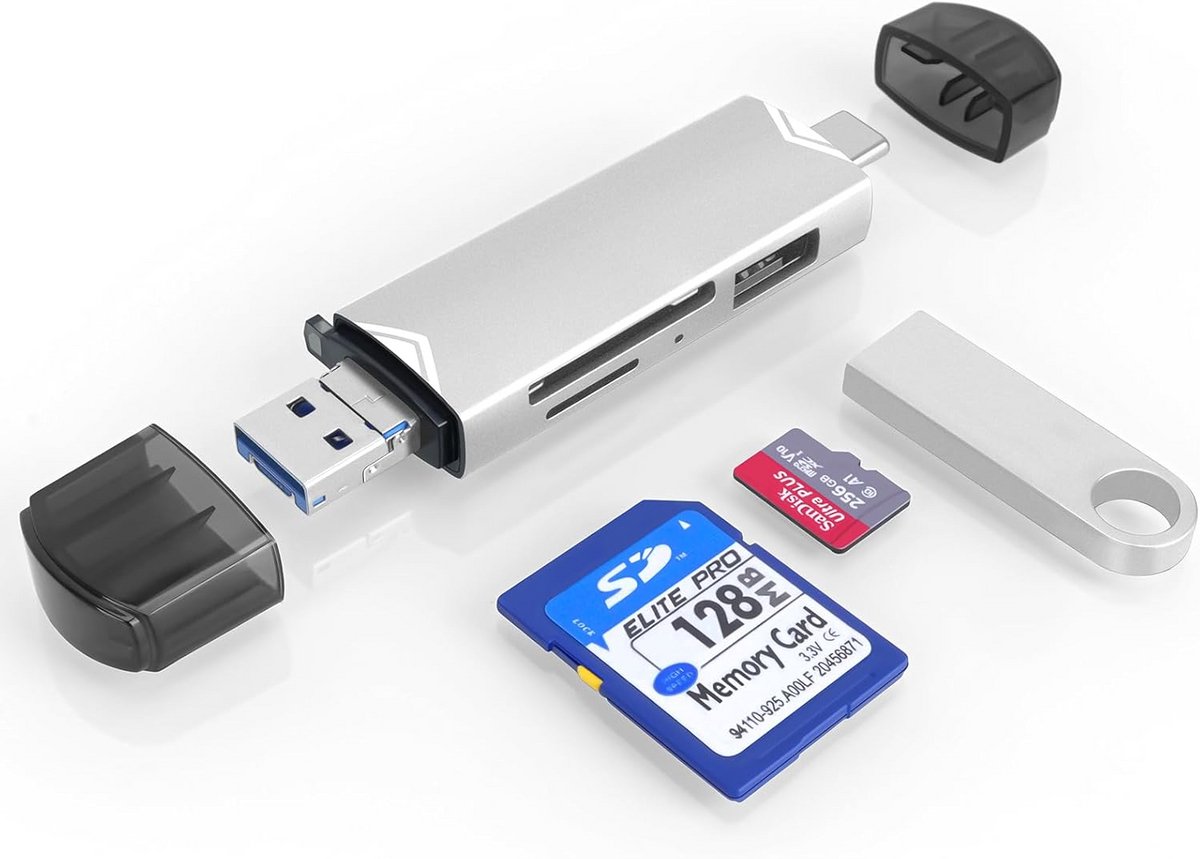 Universele 6-in-1 USB C & USB 3.0 Kaartlezer met Dubbele Sleuf voor SD en Micro SD