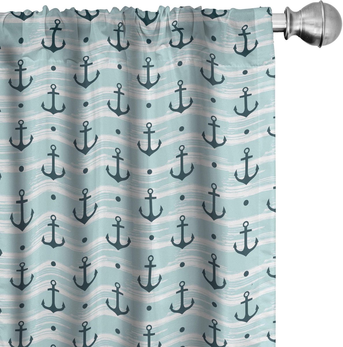 ABAKUHAUS Anker-gordijnen – 2x75x175 cm – Bleekblauw & Donker Groen – Microvezel Blassblauw