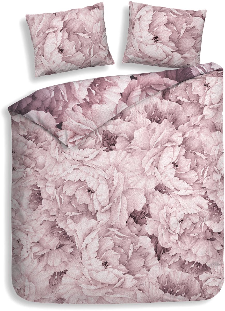 Heckettlane Dekbedovertrek Wade - Bedlinnen met Bloemen print - 260x200-220 cm - Beige - Dekbedovertrek van 100% Katoen-Satijn Wade Beige
