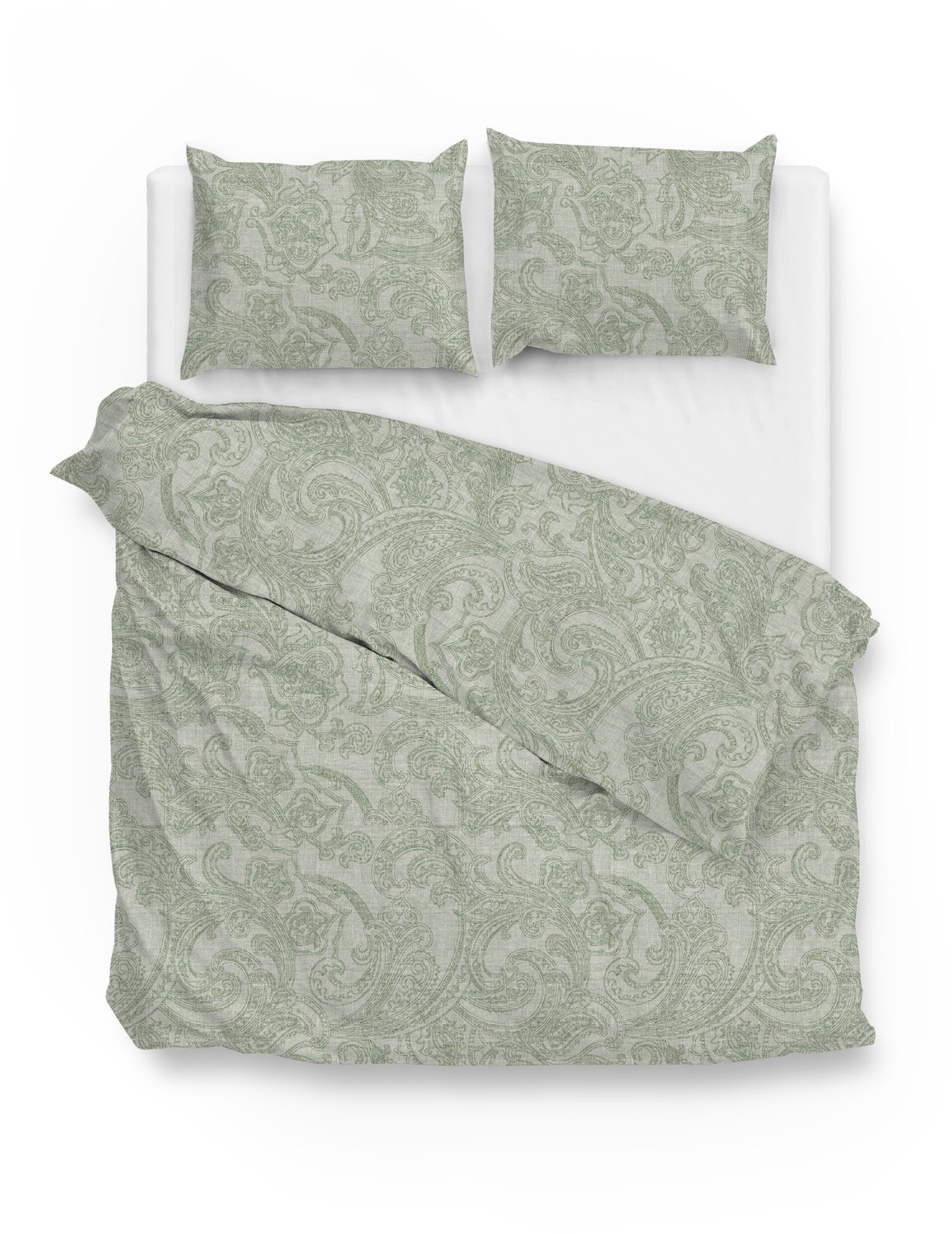 Zohome Dekbedovertrek Paisley-di-Lino - Abstract Bedlinnen - Groen - Dekbedhoes van 100% Katoen Moss Green