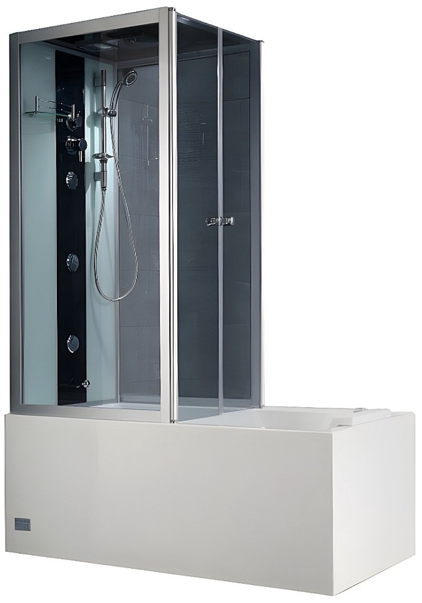 Vente-unique Balneo douchebad - Donkergrijze profielen - L150 x B75 x H215 cm - 30 microjets en 6 grote jets - DARIA