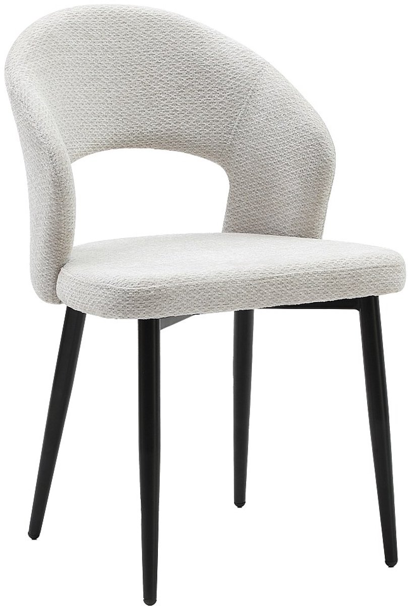 Vente-unique Set van 6 stoelen in stof en zwart metaal - Grijs - NIYAMA Lichtgrijs