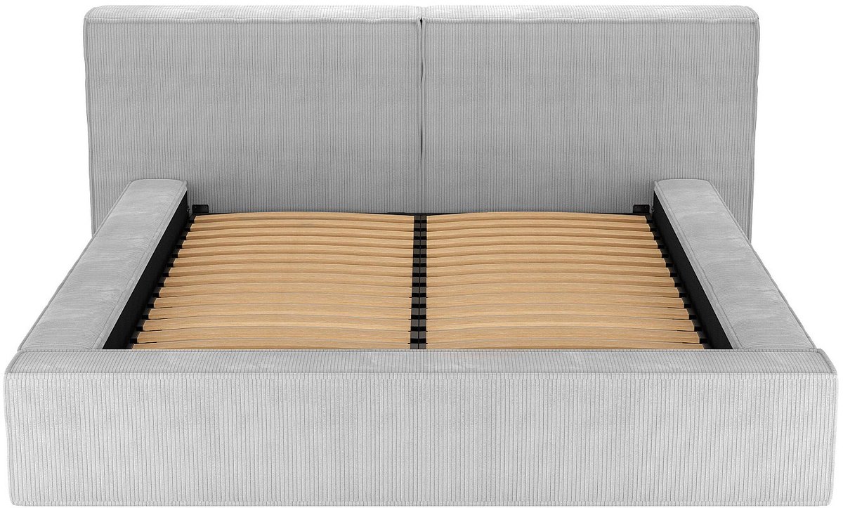 Vente-unique Bed met opbergruimte fluweel lichtgrijs 160 x 200 cm