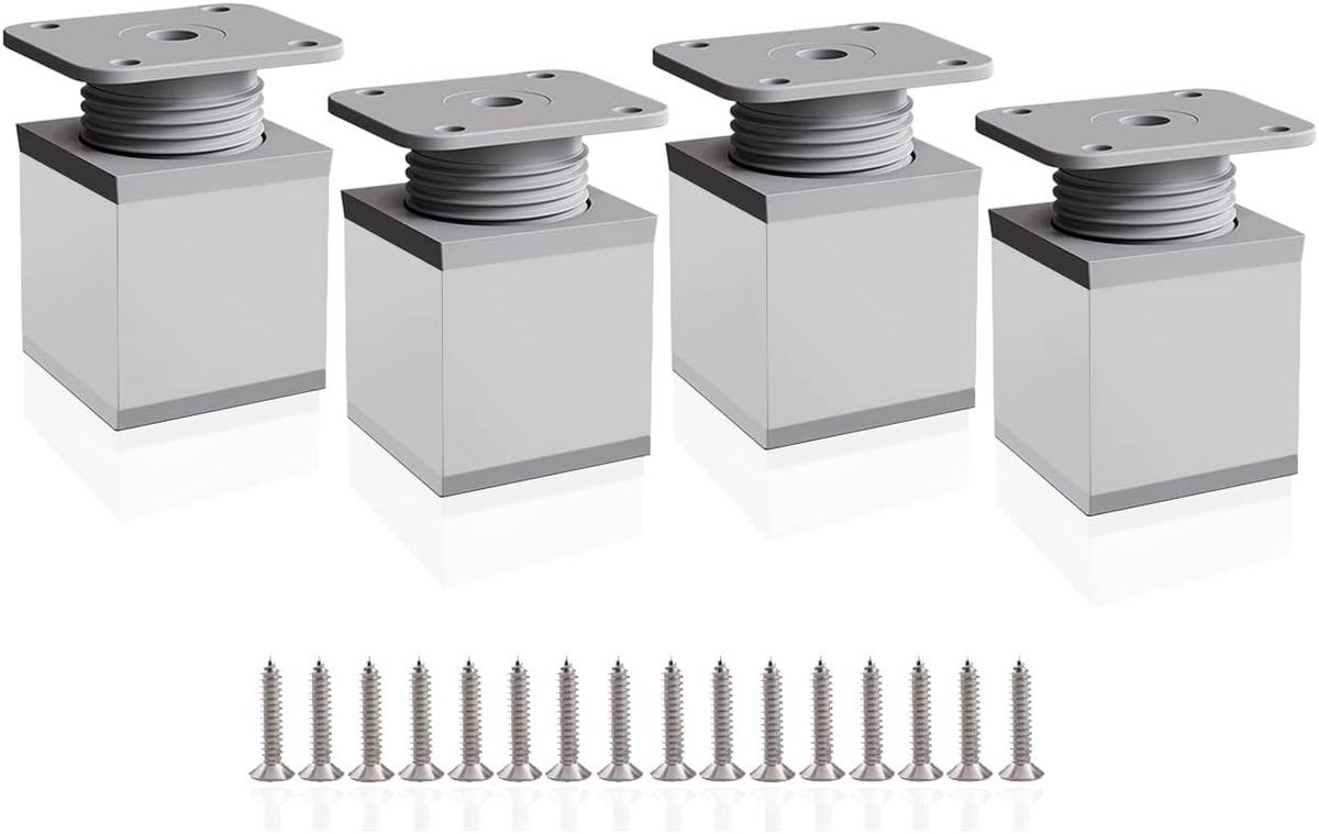 Stunq® Set van 4 Verstelbare Aluminium Meubelpootjes - Diverse Hoogtes, Stabiliteit en Flexibiliteit