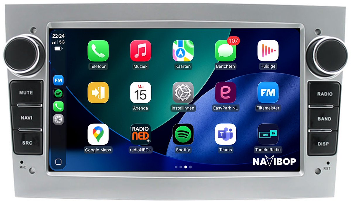 Geschikt voor Opel Astra H - Zilver (2004 t/m 2010) | 7 inch Android 15.0 CarPlay autoradio | Draadloos CarPlay & Android Auto | 2GB RAM + 32GB | Externe microfoon | Bluetooth & WiFi | NAVIBOP NB-1699 | Bouwjaar 2004 t/m 2010