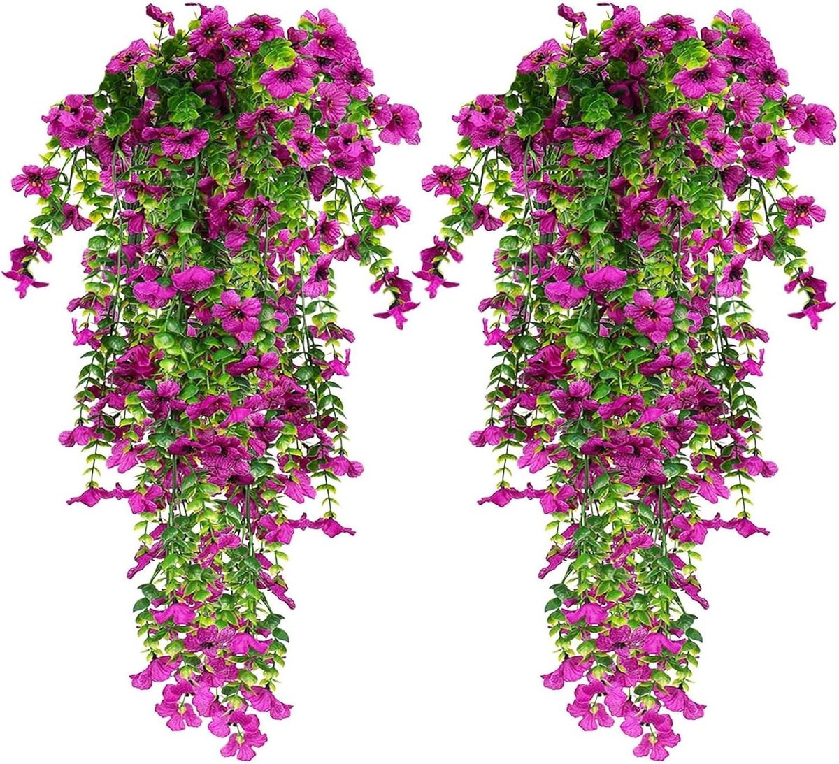 Cosensi Kunstbloemen voor buiten - Hangplanten - UV-bestendig - Tuin en balkon - Paarse bruiloftsdecoratie - Set van 4 Any
