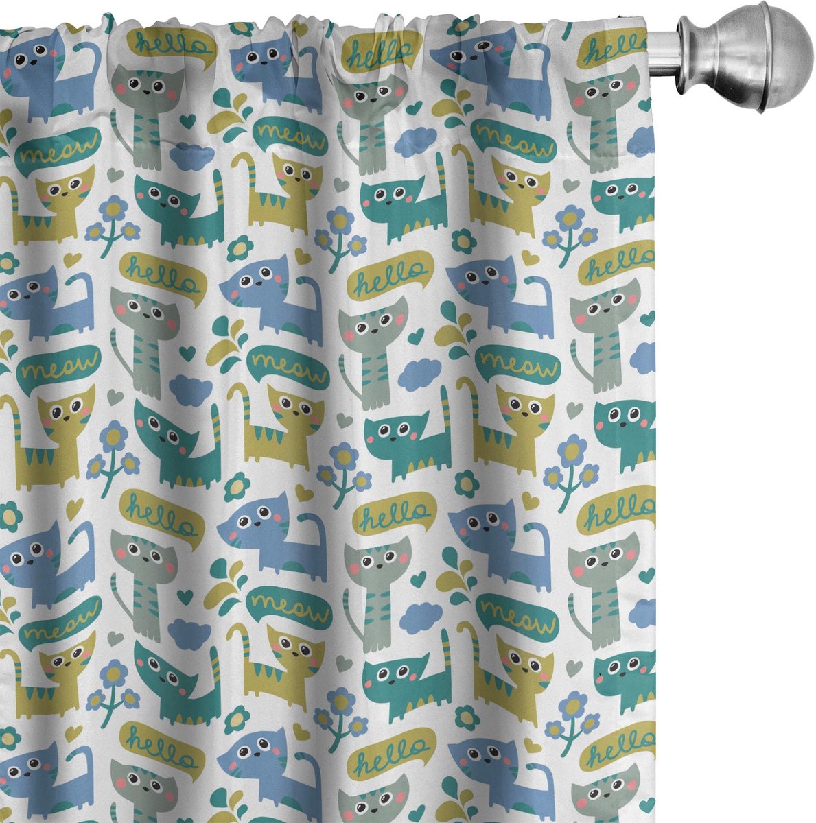 ABAKUHAUS Katten Voorhangen – 2x75x225 cm – Mikrofaser – Meerkleurig Mehrfarbig