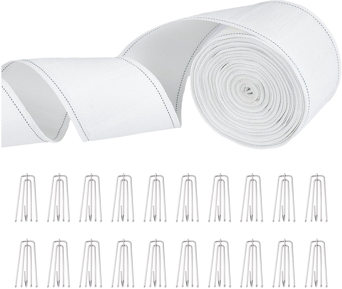 10 yards Gordijnband met golvende plooien, hoofdband voor gordijnen wit met 100 haken, transparante plisséband voor golfgordijnen