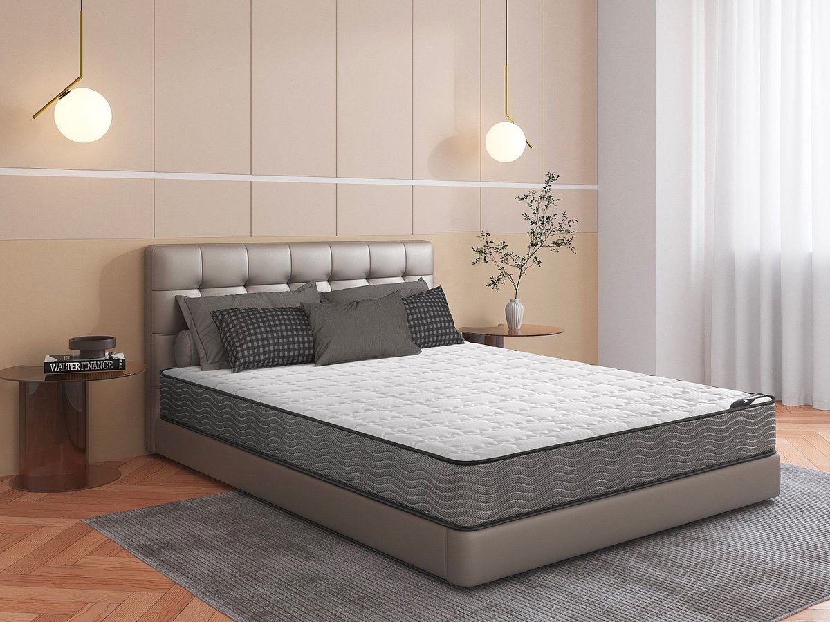 Vente-unique Matras 140 x 190 cm met pocketveren en tijk, dikte 19 cm - KIJAL van YSMÉE L 190 cm x H 19 cm x D 140 cm Wit