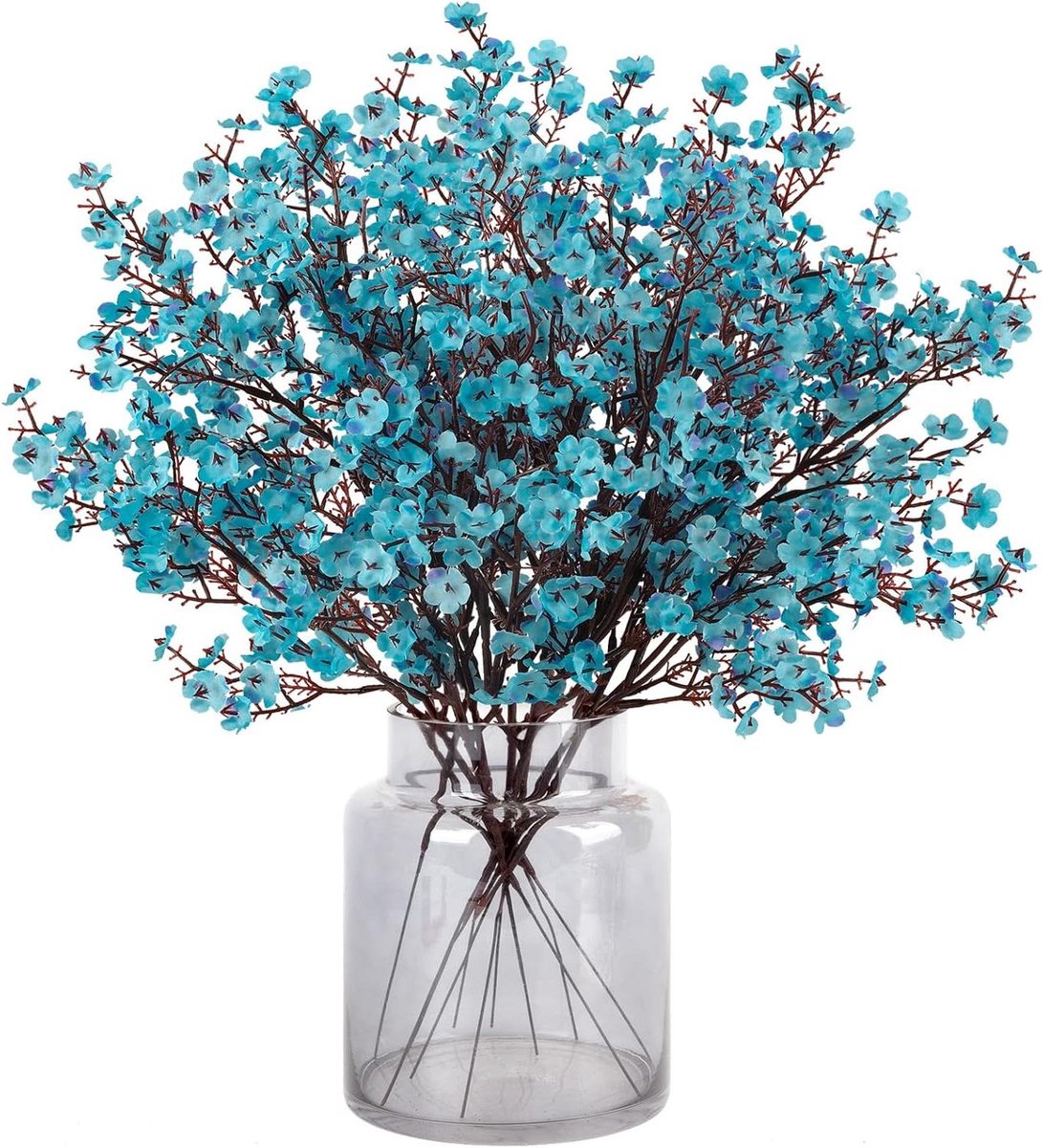 Cosensi Kunstbloemen Gypsophila 12 stuks voor doe-het-zelf bruiloft boeket party centerpieces tuindecoratie woondecoratie - Pauwenblauw Any