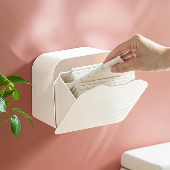 Tampon Houder voor Badkamer, Boerderij Badkamer Organizer, Rustiek Houten Badkamer Opbergbak met Deksel, Hout Beweegbare Partitie Vrouwelijke Product Organizer met Deksel, Badkamer Accessoires Decor