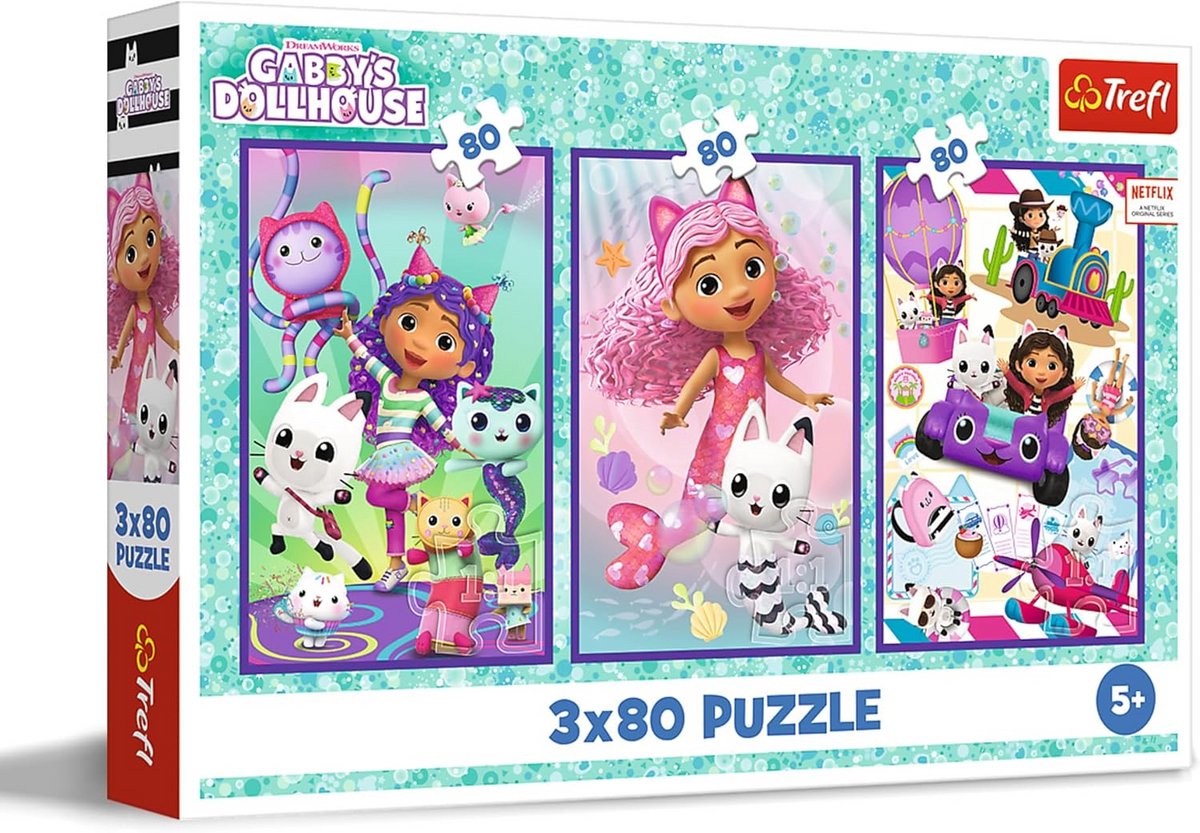 3-in-1 Puzzelset: 3x 80 Stukjes Kinderpuzzels Geschikt Vanaf 5 Jaar