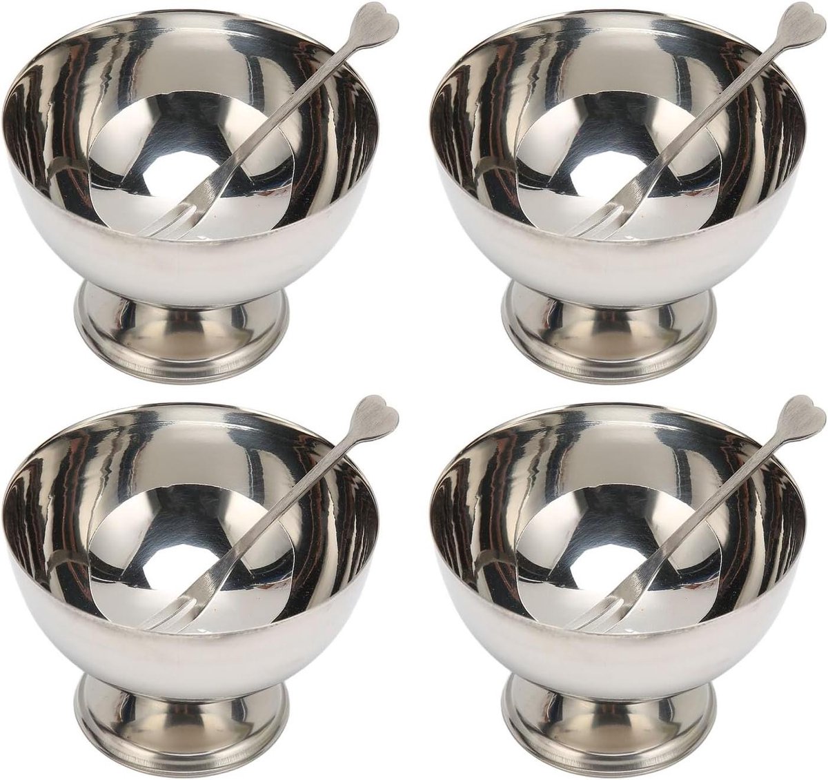 Cosensi - Roestvrijstalen Dessertkommen Set (4 stuks) voor ijs, yoghurt, snacks en salade