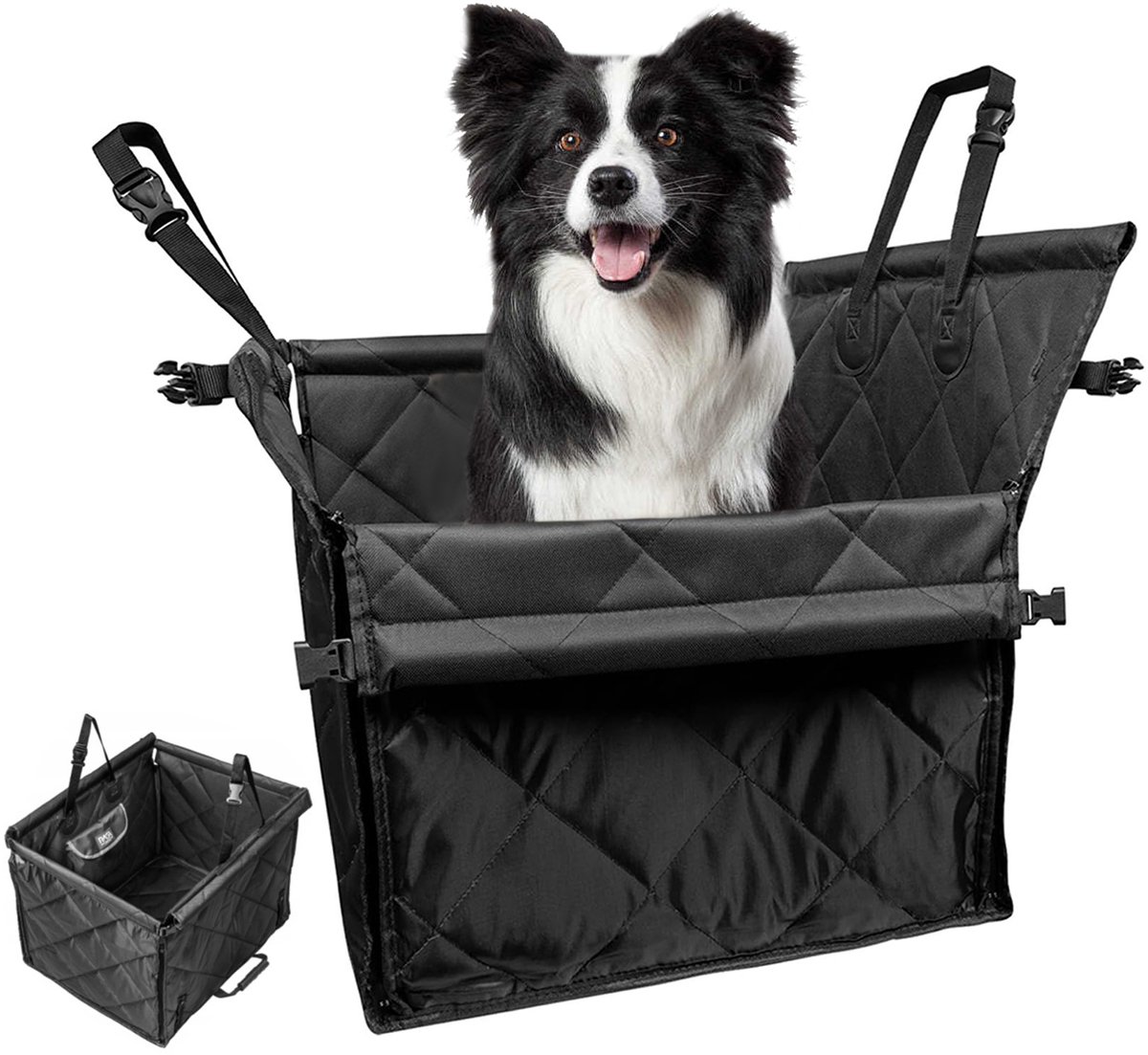 OKWISH Autostoelen Voor Honden - Autostoel Huisdier Mat Met Veiligheidsriem, Beschermmat Auto Voor Kleine En Middelgrote Honden, Stof, Zwart