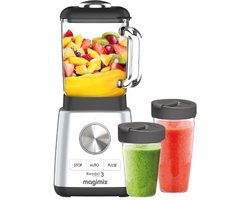 Blender Magimix Power 3 - Smoothie Maker - 1,2 litre - Broyeur à glace - Chrome Chrome - + Gobelets à emporter