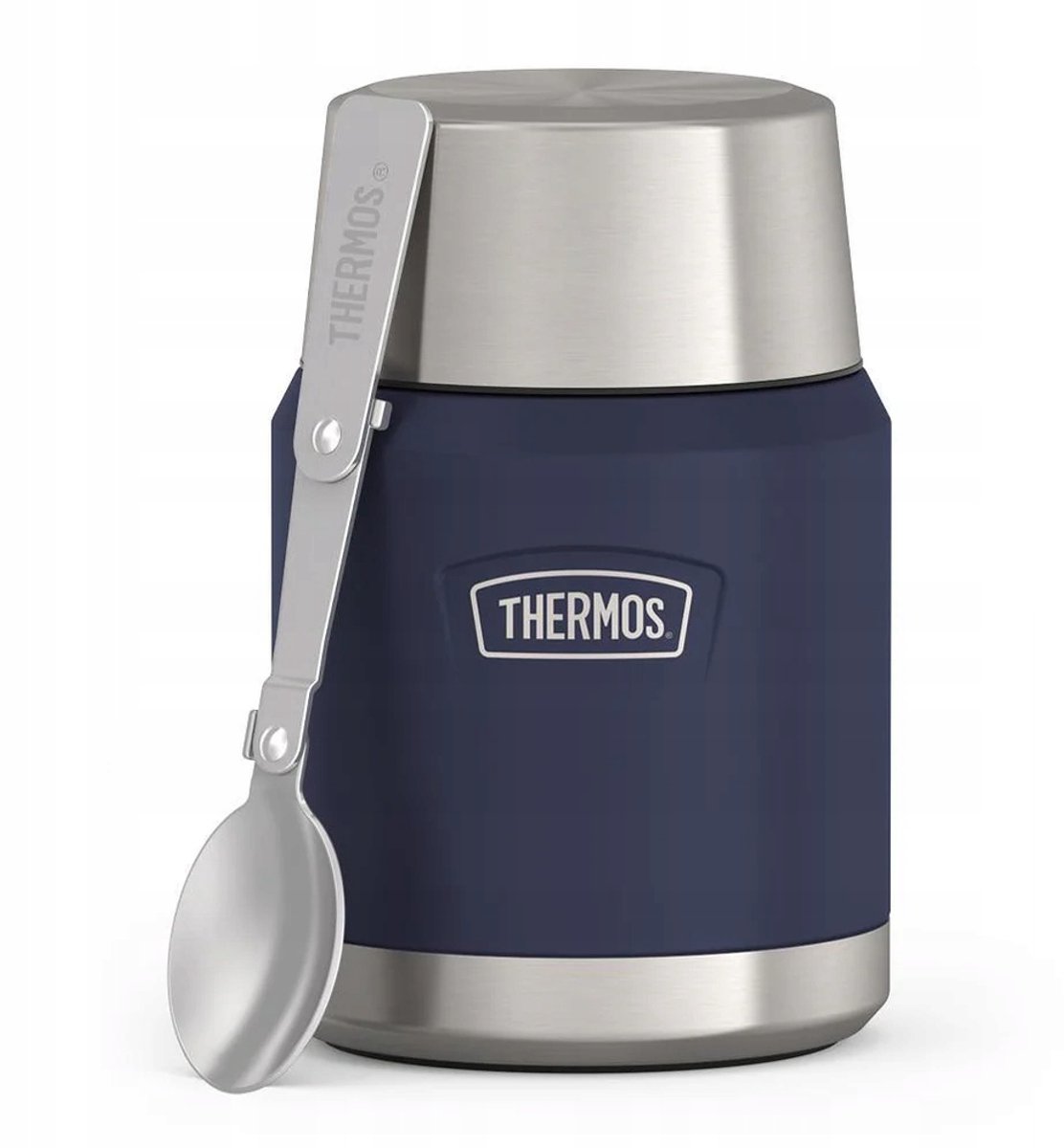 Thermos Icon 470ml - Blauwe Voedselfles met Lepel & Mok