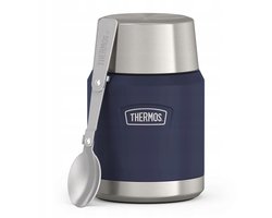 Thermos Icon 470ml - Blauwe Voedselfles met Lepel & Mok