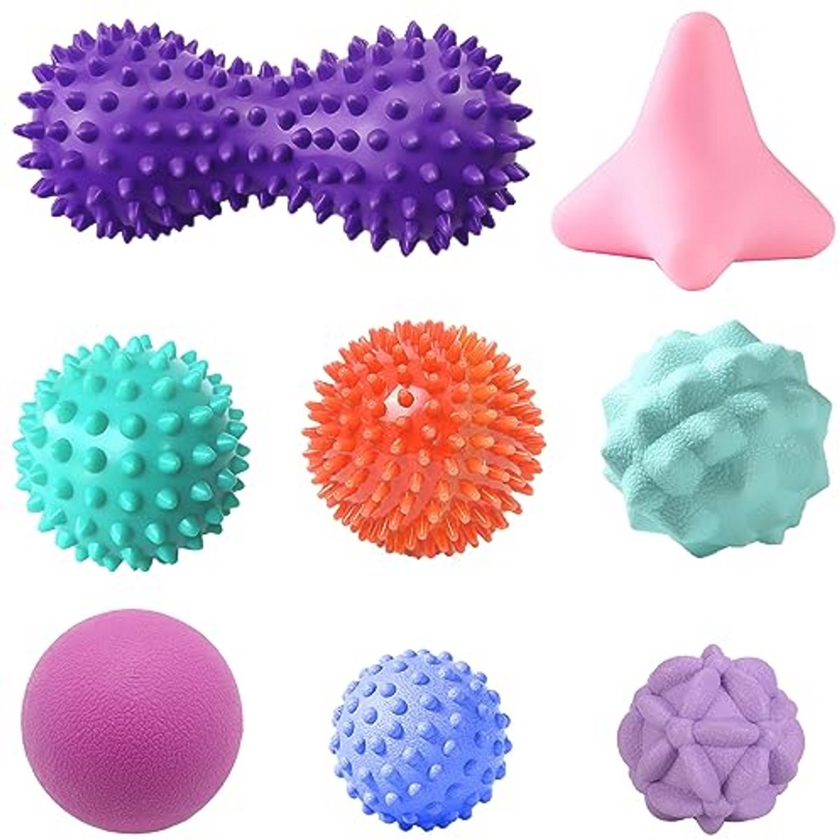 Set van 8 massageballen voor spiermassage - Verschillende hardheden voor voet, rug en benen