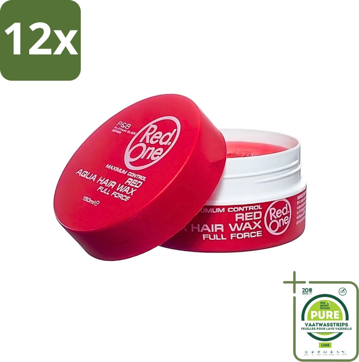 Red One Aqua Hair Wax Red 150 ml - Voordeelverpakking - 12 stuks - Haarwax - Stylingproduct