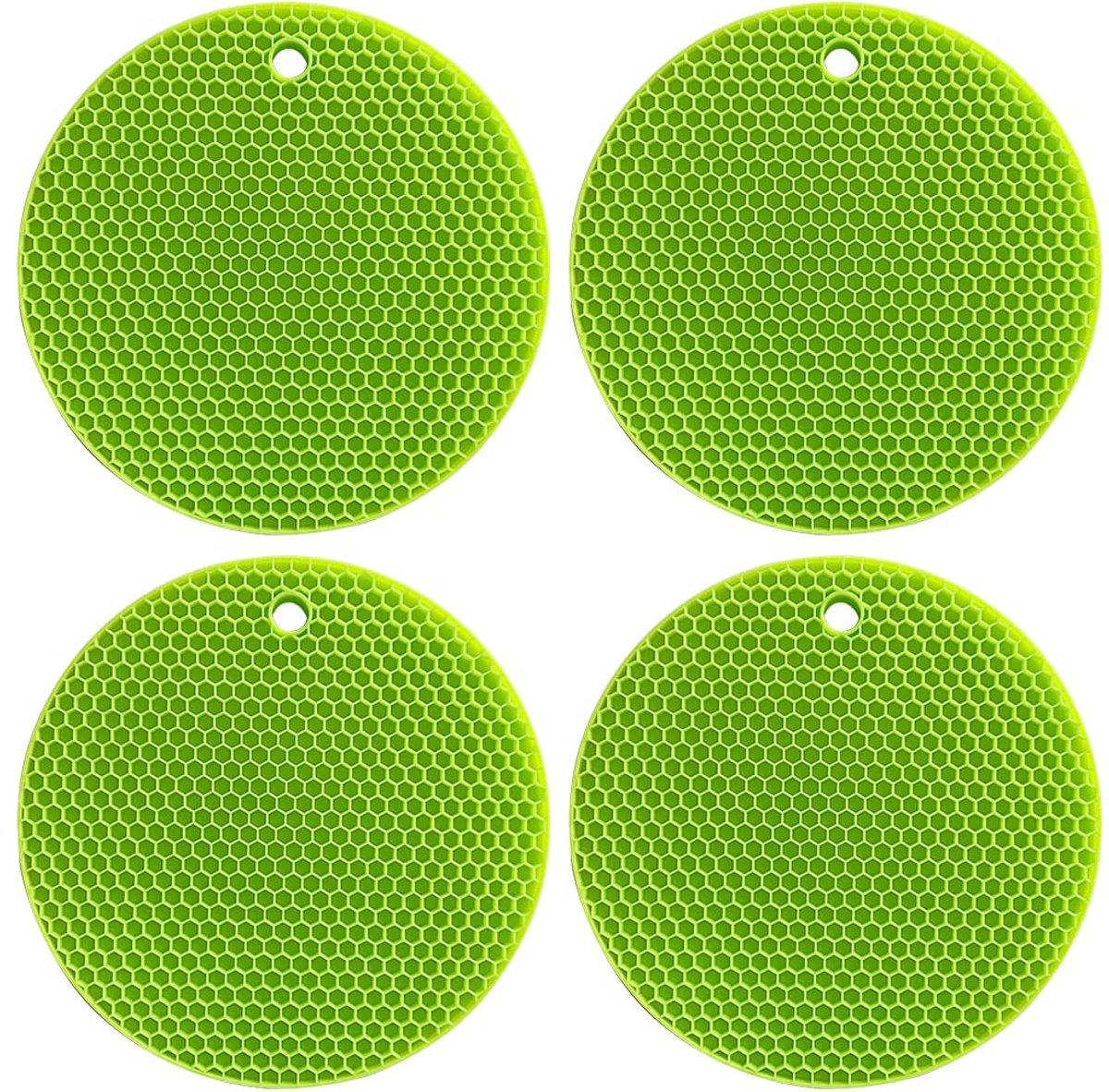 Unyqoos® Set van 4 hittebestendige siliconen pannenonderzetters met honingraatstructuur