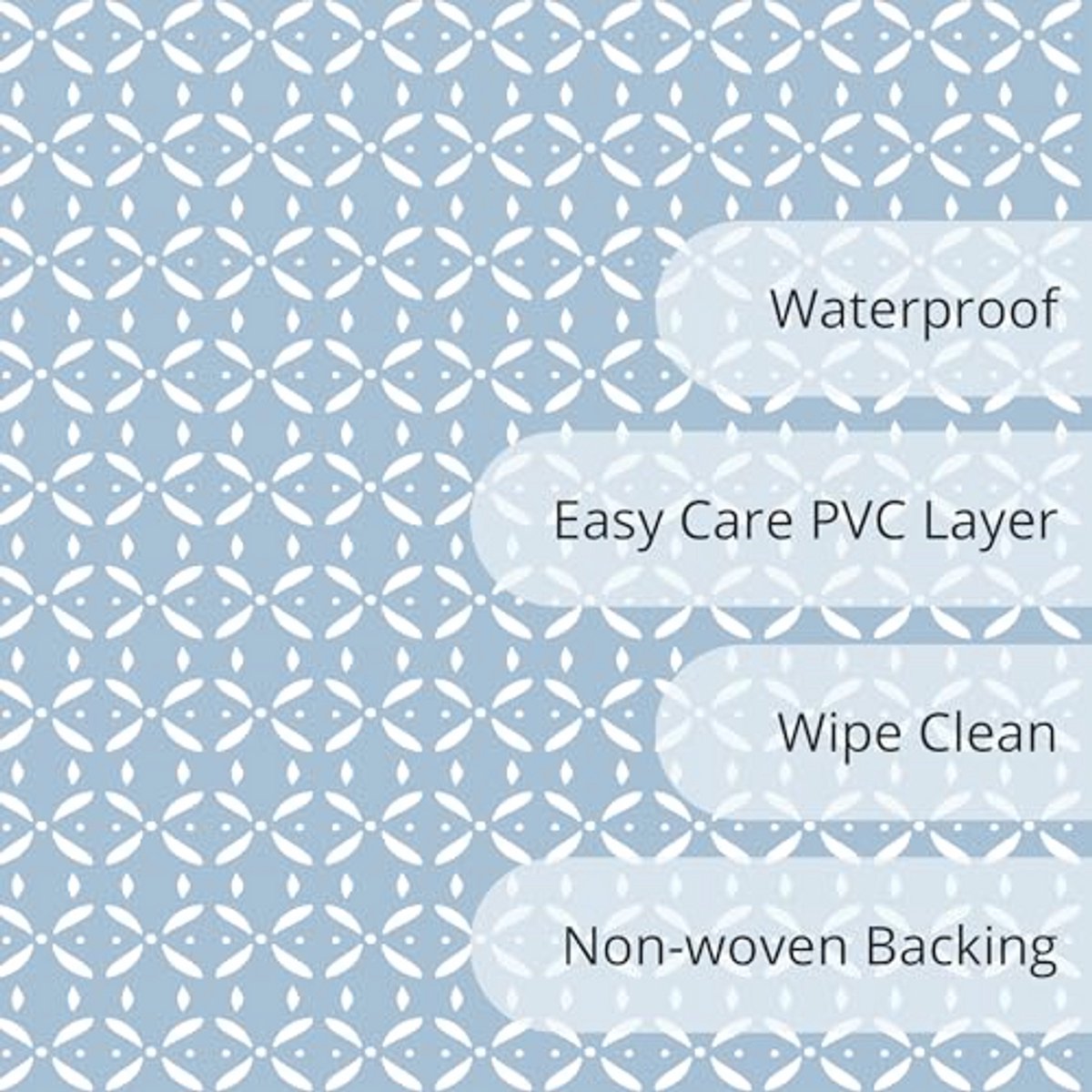 Grote Rechthoekige PVC Tafelzeil 140x240 cm met Dots in Blauw en Grijs
