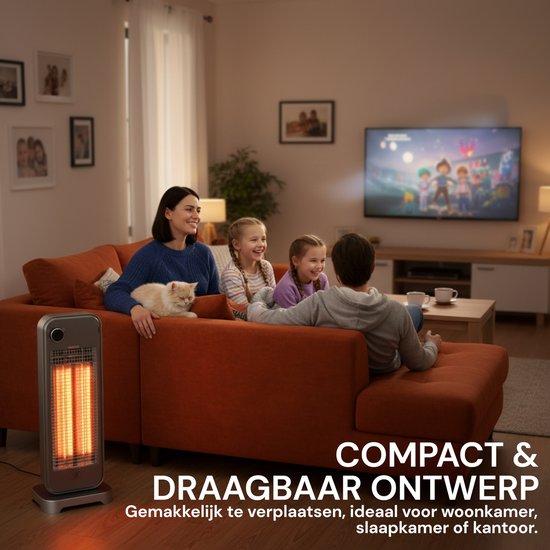 Royal Swiss® Elektrische Kachel – Carbon Heater 450/900W – 2 Warmtestanden – Energiezuinig – Stil Verwarmen voor Slaapkamer & Woonkamer