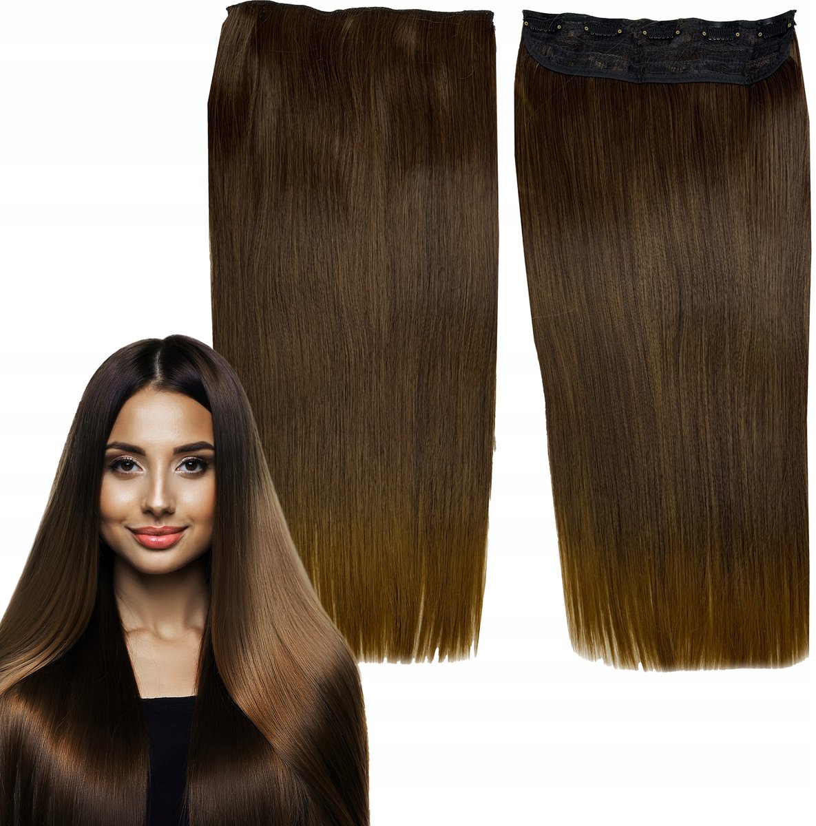 Clip-in Extensions Bruin Ombre Synthetisch Haar 60cm