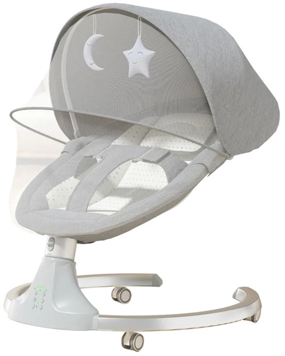 XRQUALITY - Baby schommelstoel - Baby wipstoel - Rustgevend - Elektrisch - Met muziek - Met afstandsbediening - Grijs