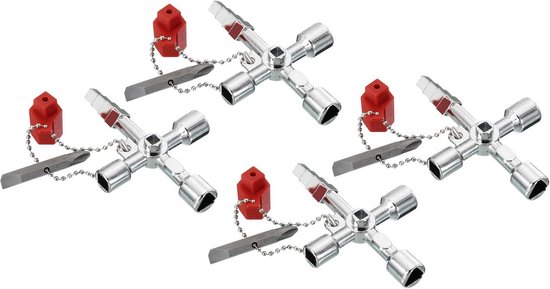 4-weg multifunctionele sleutel, universele schakelkastsleutel, momentsleutel, kruissleutel, gebruikt voor elektrische gasmeterbox, kast, openingssleutel voor trekdeur (zilver 4-weg multifunctionele sleutel, universele schakelkastsleutel, momentsleutel, kruissleutel, gebruikt voor elektrische gasmeterbox, kast, openingssleutel voor trekdeur (zilver