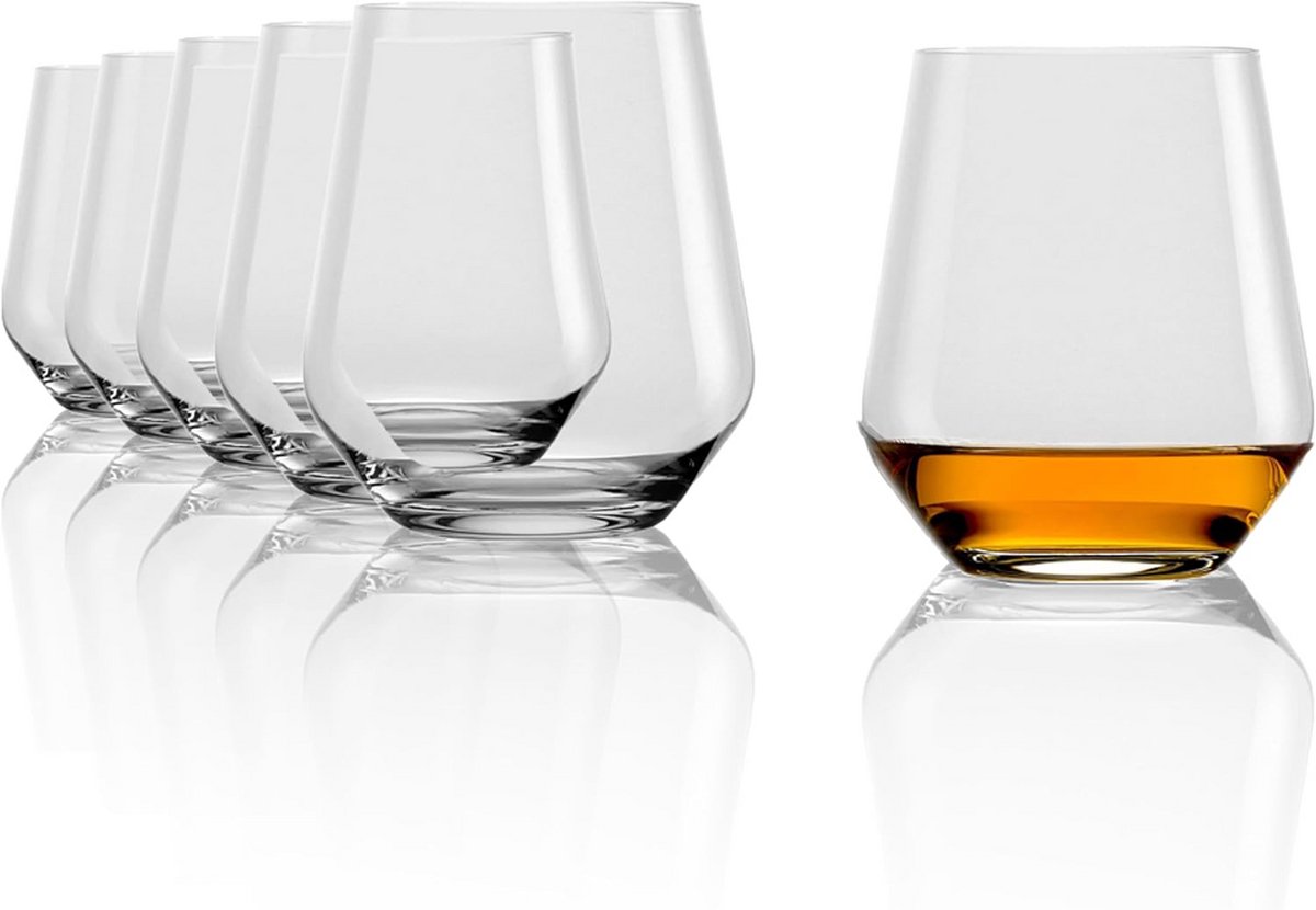 Set van 6 Whisky Glazen - 470 ml - Hoogwaardige Whisky Tumbler in Tijdloos Ontwerp - Vaatwasmachinebestendig en Schokbestendig Kristalglas