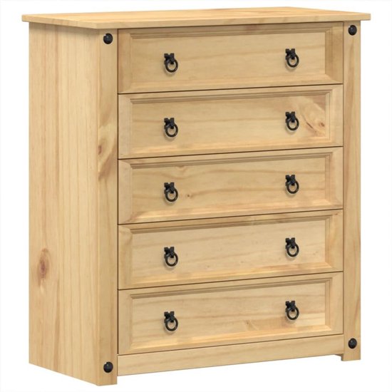 Ladekast 80x40x89 cm van massief grenenhout met 5 lades