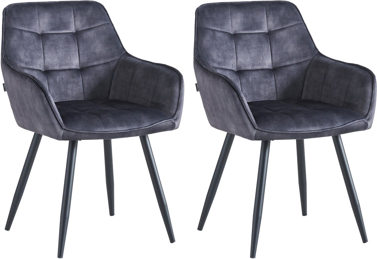 Colenis Oriana Eetkamerstoel - Set Van 2 - Antraciet - Adoré Velvet - Design