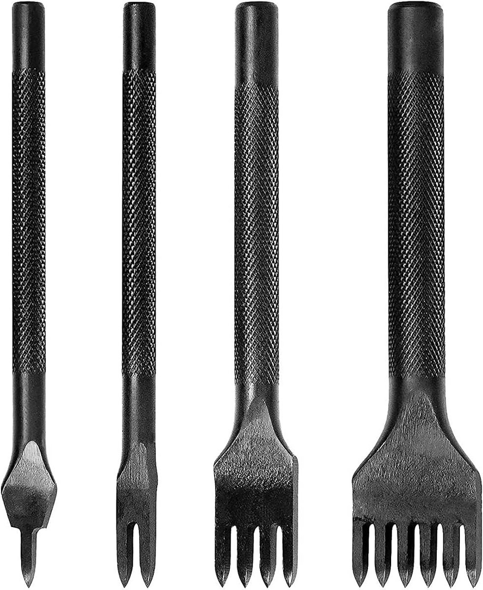 Lederpons Set 4 Delig: 1, 2, 4 en 6 Tanden voor Nauwkeurig Leer Naaien (5 mm)