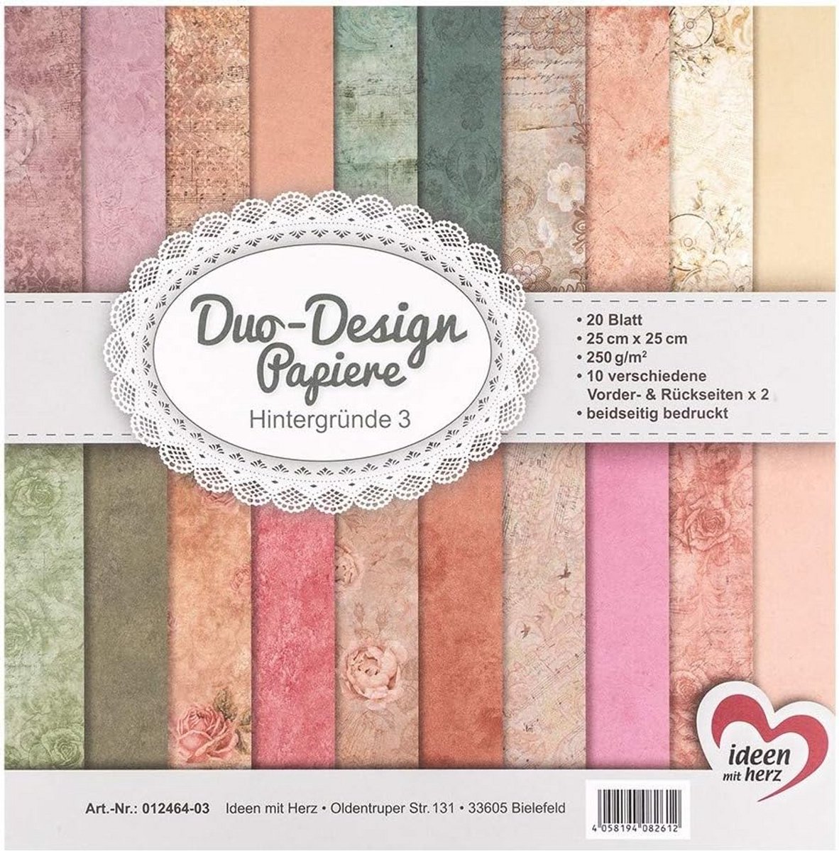 Duo Design Papier Blok met 20 Vellen 25 x 25 cm – Dubbelzijdig Bedrukt Motiefpapier voor Scrapbooking en Creatief Knutselen