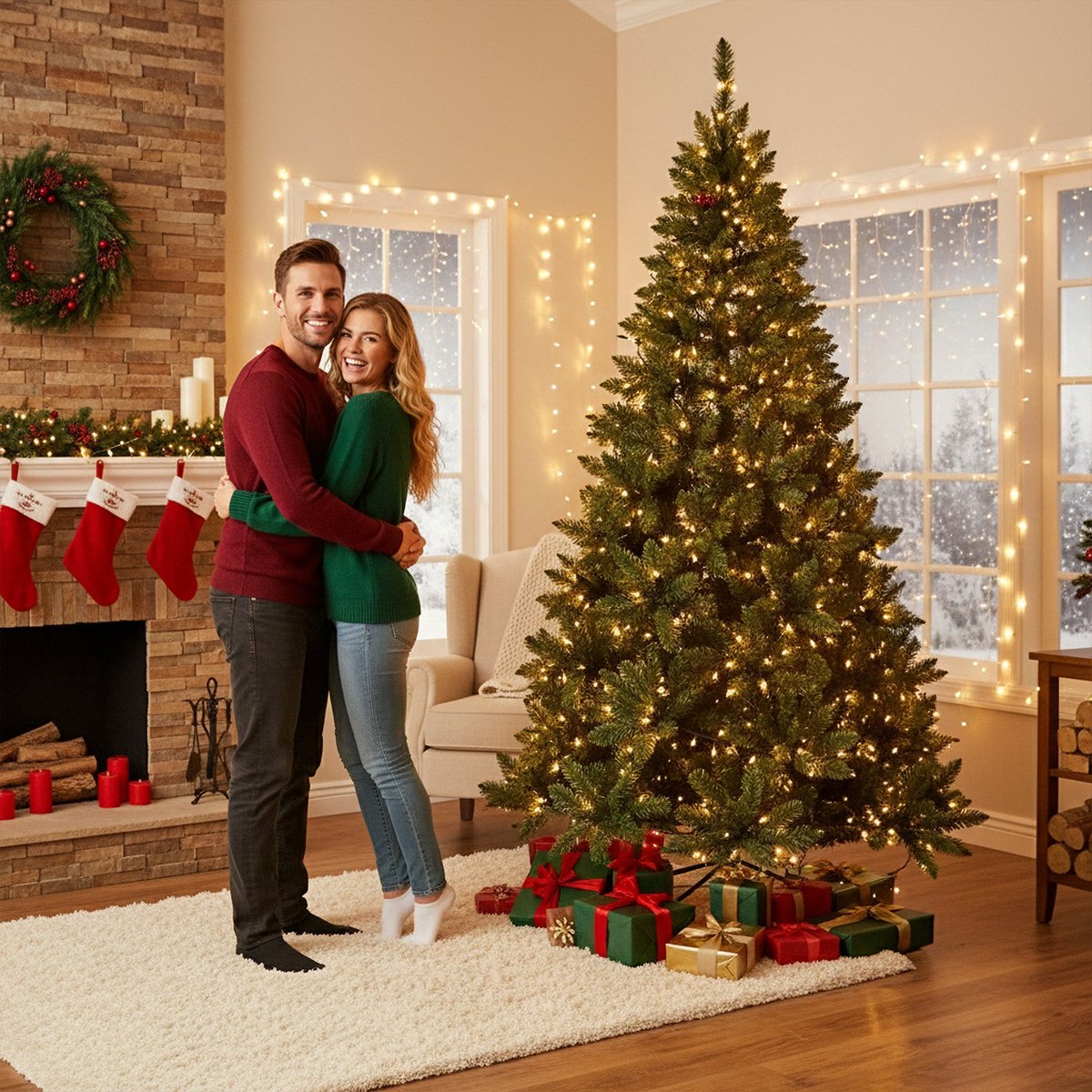 AG Luxe Kerstboom Met Verlichting 210 cm - Extra Vol Met 1200 Takken - Realistisch En Herbruikbaar - Kunstkerstboom - Kerstbomen - 1200 Takken - Zeer Vol – foto 5