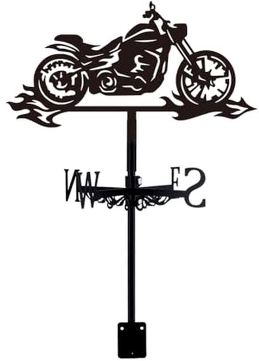 Motorfiets windwijzer zwart ornament voor buiten en tuin decoratie