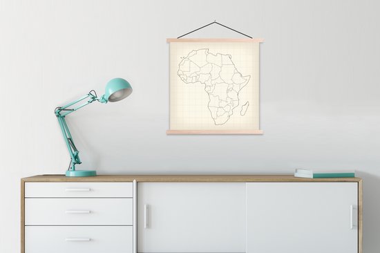 Carte de l' Afrique croquis affiche textielposter lattes vierge 90x90 cm - Tirage photo sur plaque scolaire (décoration murale salon / chambre)