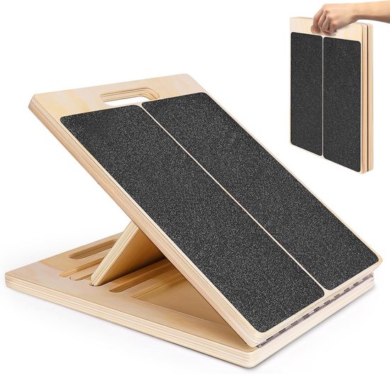 VEEKAY Balance Board van hout, verstelbaar en antislip schuine plank, antislip balansbord voor volwassenen, voor wiebelplank, fysiotherapie, oefeningen, lichaamsbalans VEEKAY Balance Board van hout, verstelbaar en antislip schuine plank, antislip balansbord voor volwassenen, voor wiebelplank, fysiotherapie, oefeningen, lichaamsbalans
